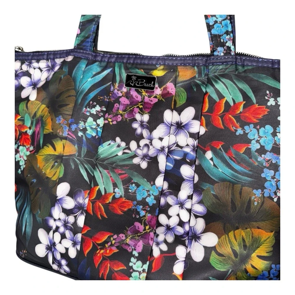 Beach Waterproof Nylon Tote Bag Tropical Floral Print